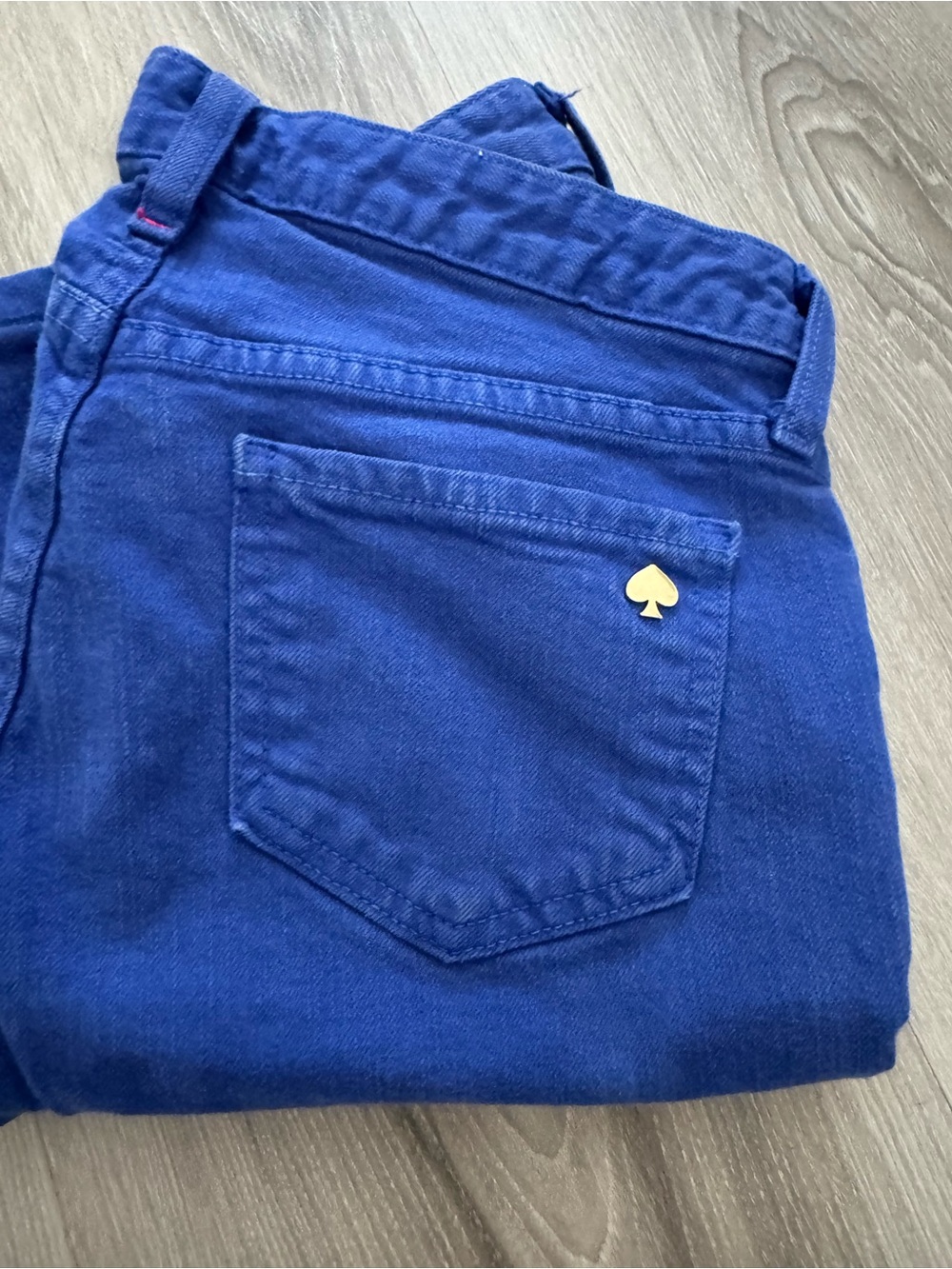 Kate Spade Broome Street Blue Cotton Pants with Gold Spade Accent size 28